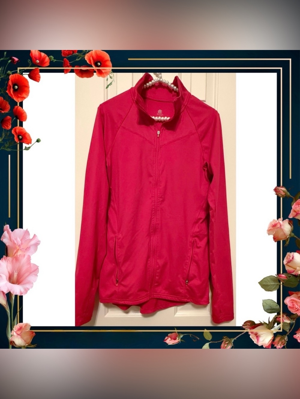 Jacket - zip up athletic - Champion - medium - bright hot pink - gently used